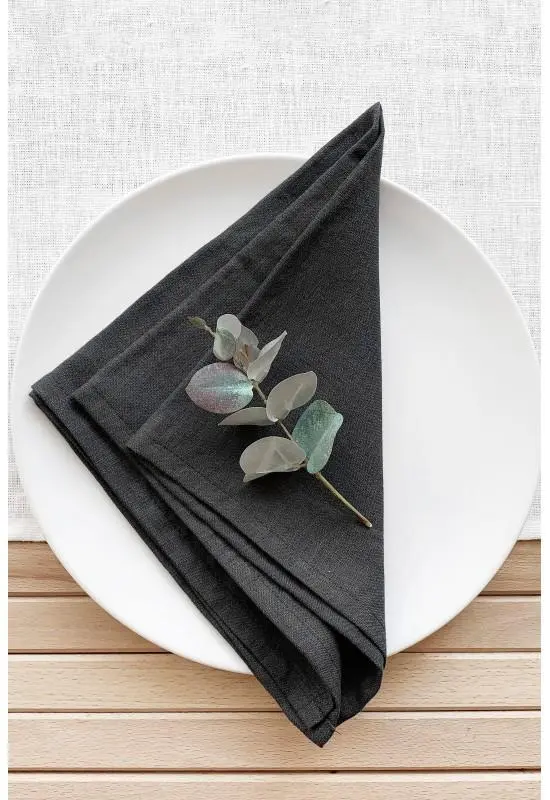 Dark Grey Linen Cloth Napkins | Weddings and Dinners | Bulk, Retail