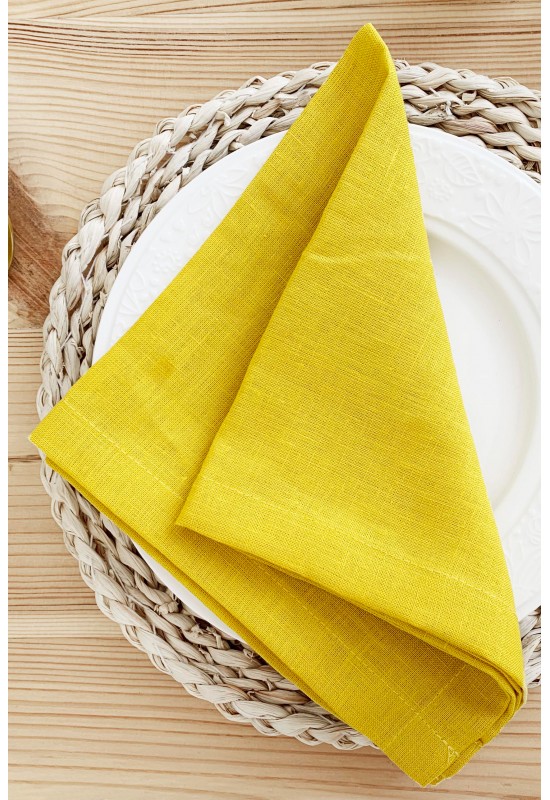Chartreuse Yellow Linen Cloth Napkins Wedding Napkin Wedding 