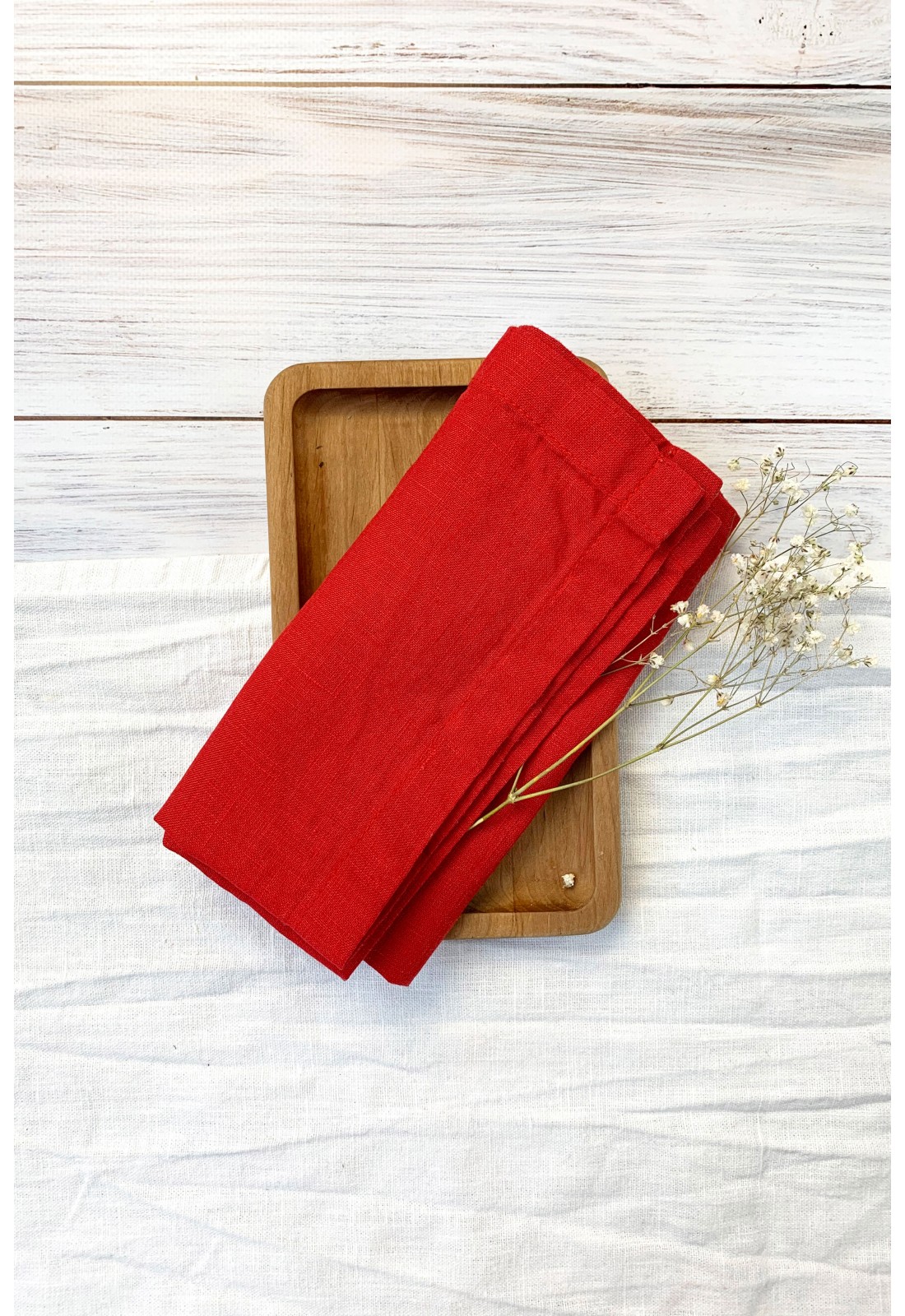 Christmas Napkins, Maroon Red Linen Napkins - Linenbee