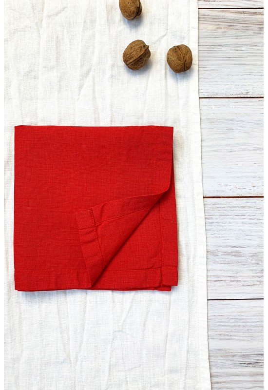 Red Linen Cloth Napkins, Bulk and Retail