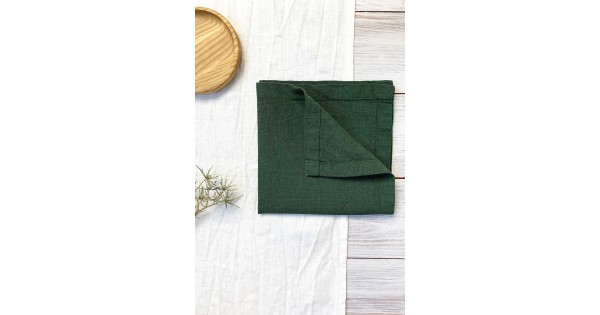 Dark Green Linen Cloth Napkins  Forest-like Emerald Tones Weddings