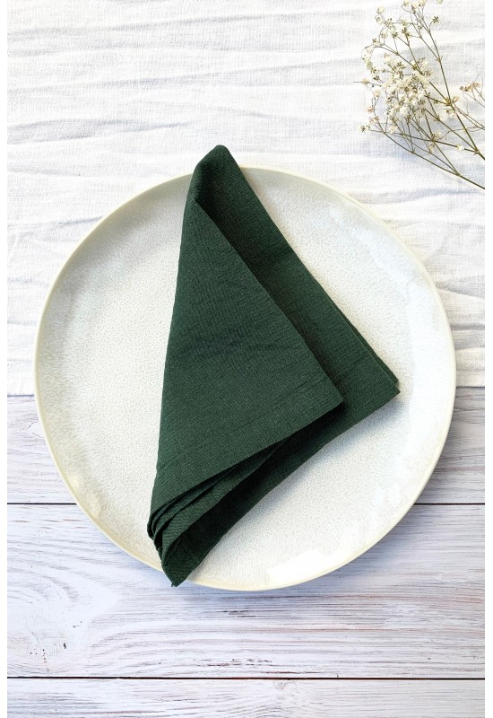 Linen Napkins, Set of 8 Forest Green Cloth Napkins, Cloth Napkins
