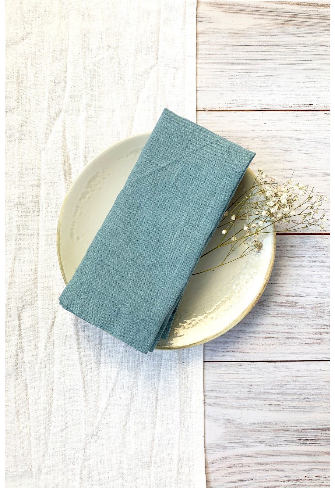 Dusty Blue Polyester Linen Napkins - 17x17