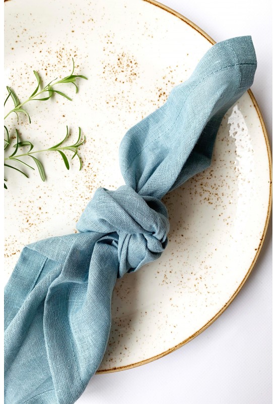 Dusty blue linen wedding napkins, dusty blue cloth napkins, soft washed  linen napkins cloth, linen napkin, dusty blue dinner napkins