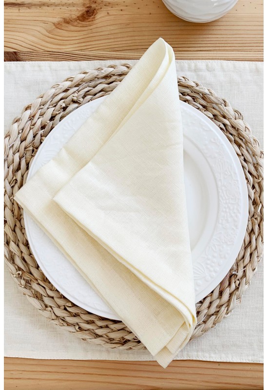 Wedding Table Cloth Napkins, off White Linen Napkins, Washed Linen