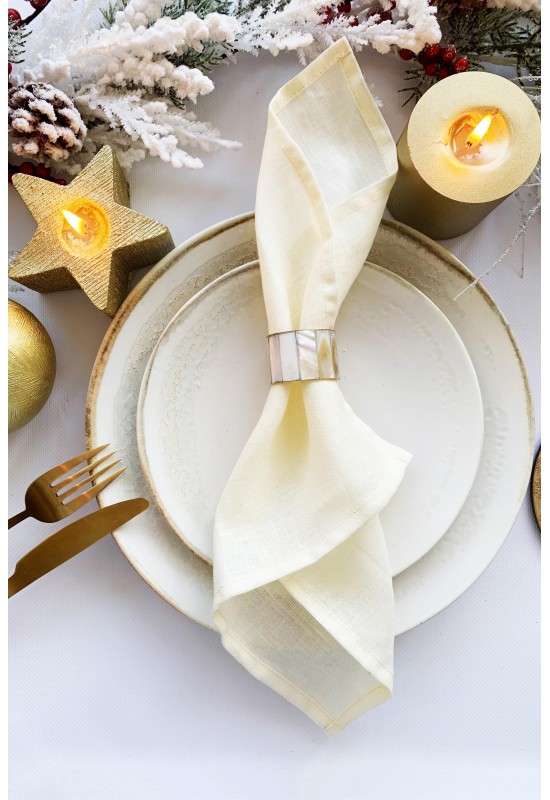 OFF WHITE Linen Napkin Set: 2, 4, 6, 8, 10, 12 Napkins. Ivory White Linen  Napkin Set. Natural Linen Napkins. Table Decor, Table Linens 