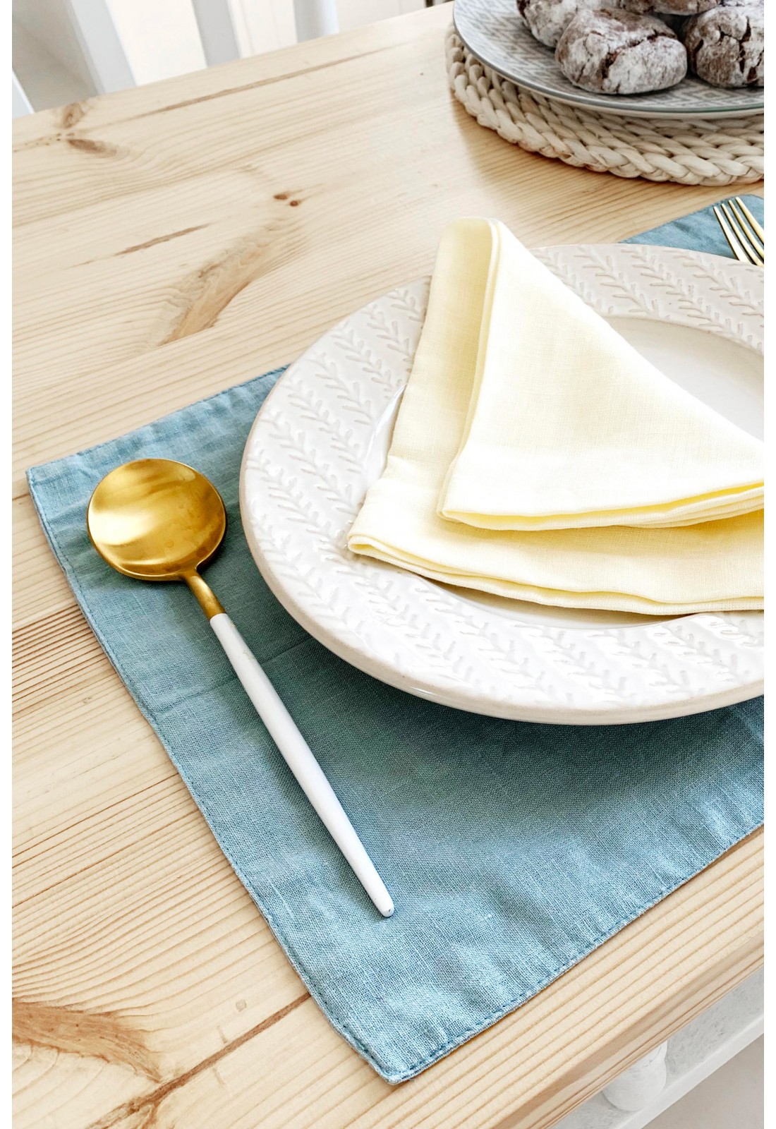 dusty blue placemats