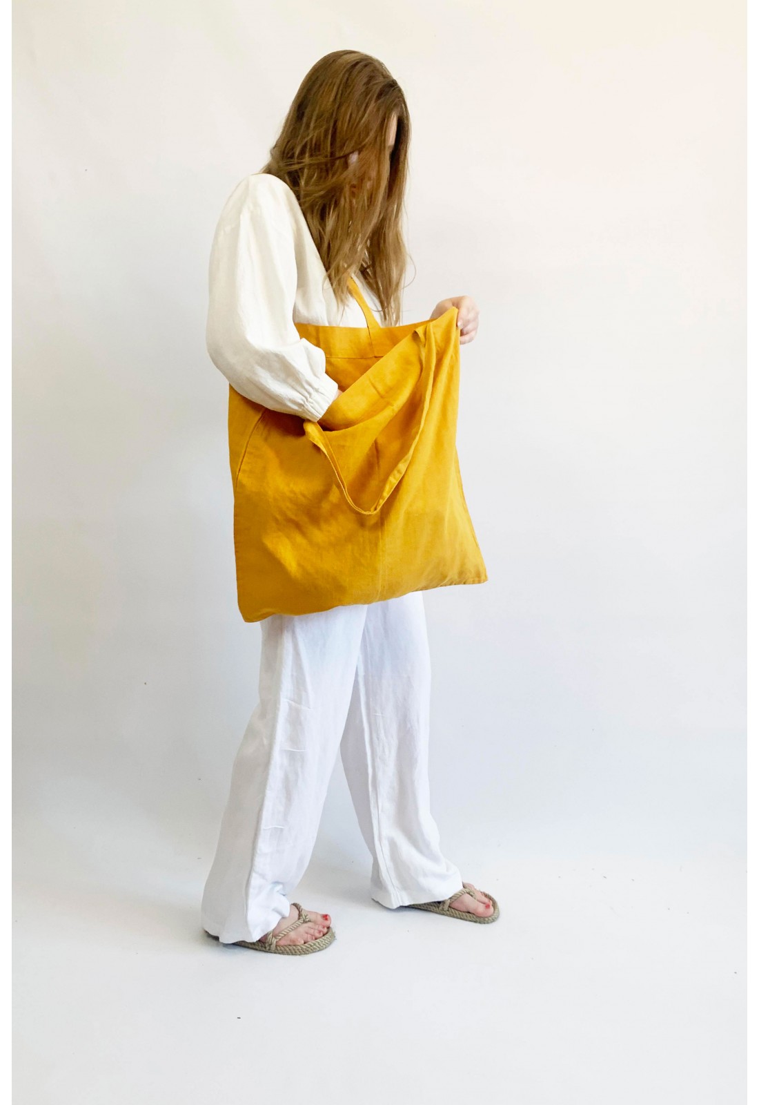 Large linen tote clearance bag