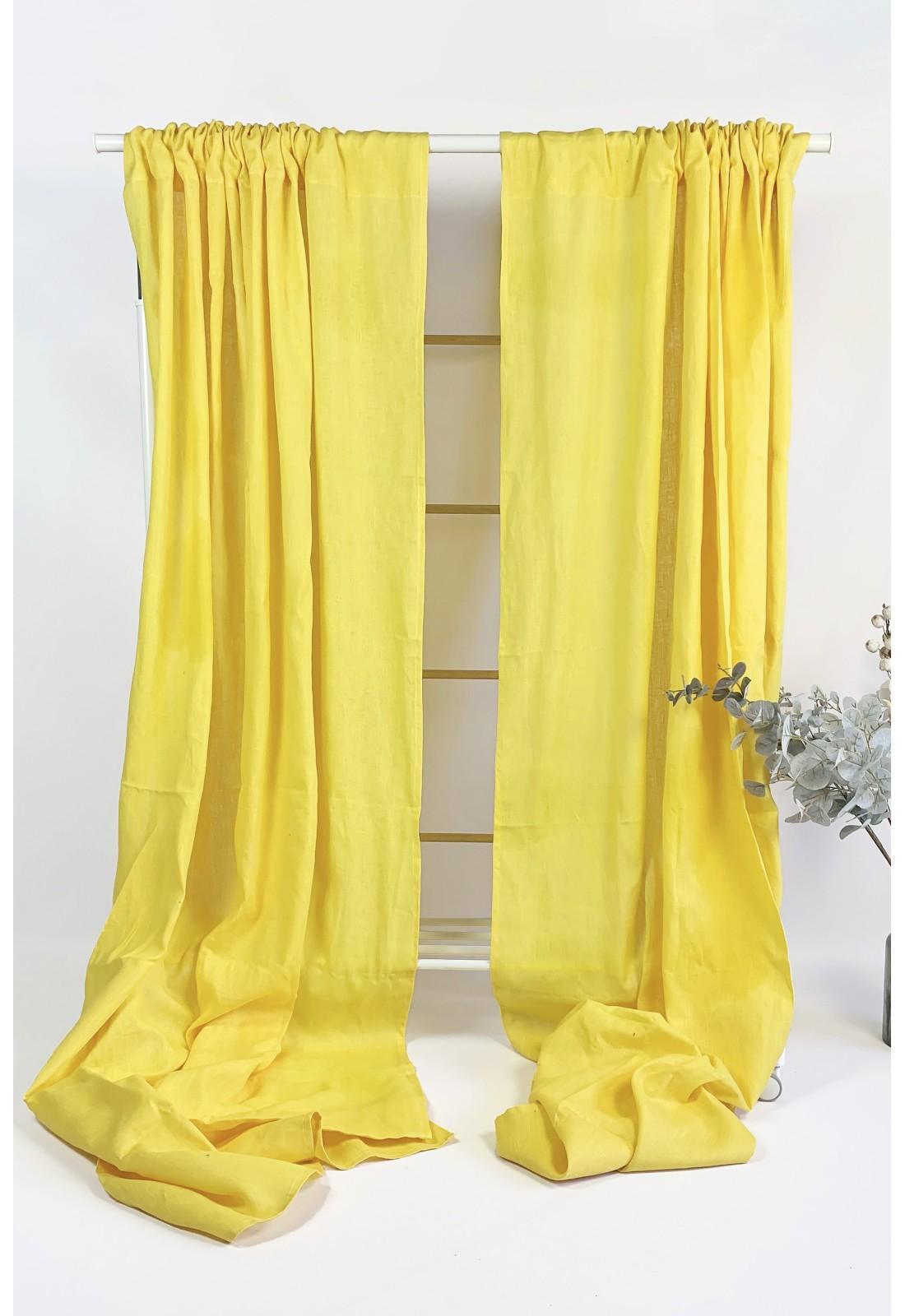 Linen curtain panels Long Wide Rod pocket Tab top Ties Hidden tabs