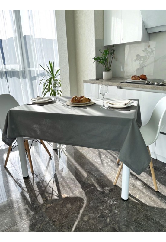 Waterproof cotton tablecloth in Dark gray