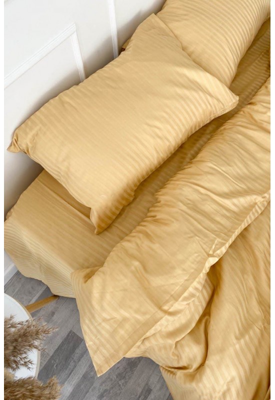 Cotton sateen bedding set 4 pcs in Pale Yellow
