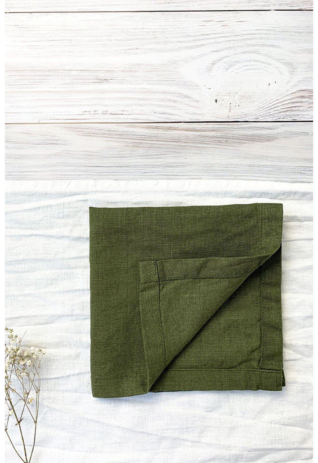 Moss Forest Green Linen Cloth Napkins for Weddings and Dinners