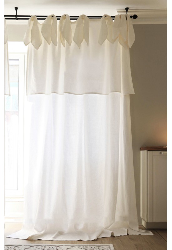 Drop cloth linen curtain panel | Tie top