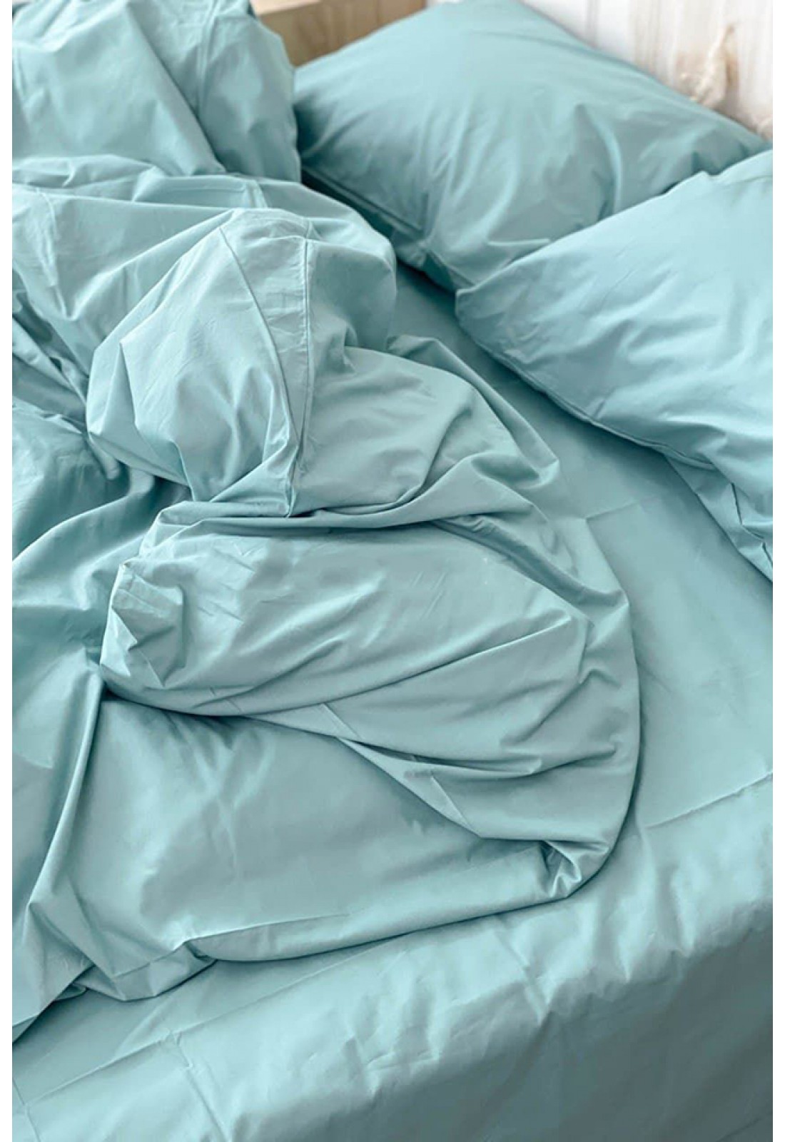 Mint Blue Cotton Bedding - Duvet Cover, Sheet, Pillowcases