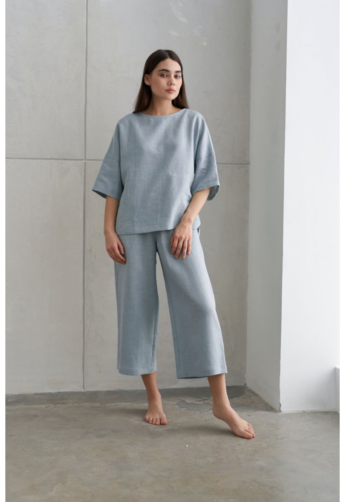 zanvin Cotton Linen Sets for Women 2 Piece Outfits Summer Loose 3/4 Sleeve  Oversized Top and Wide Leg Pants Sets Loungewear 