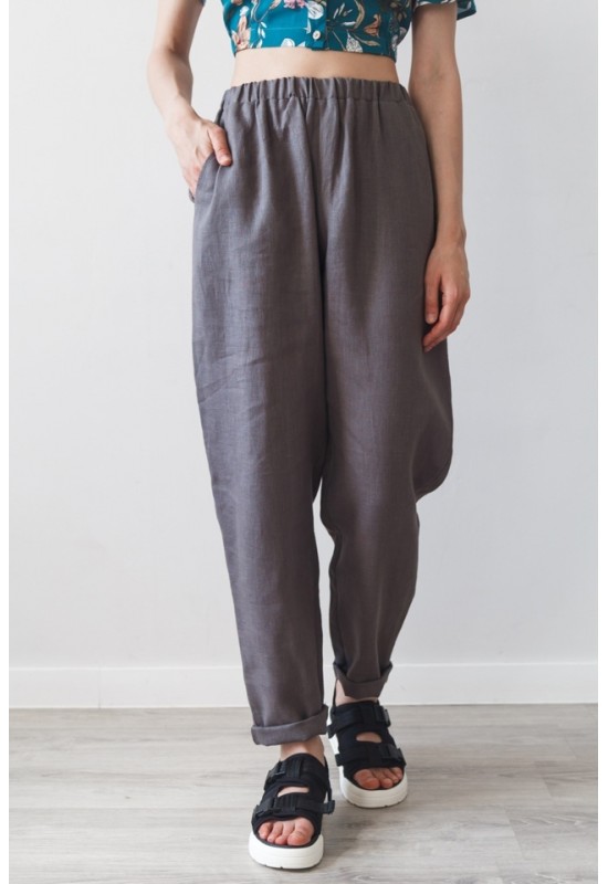 Linen cotton pants women oversized long pants wide leg pants harem pan –  OversizeDress