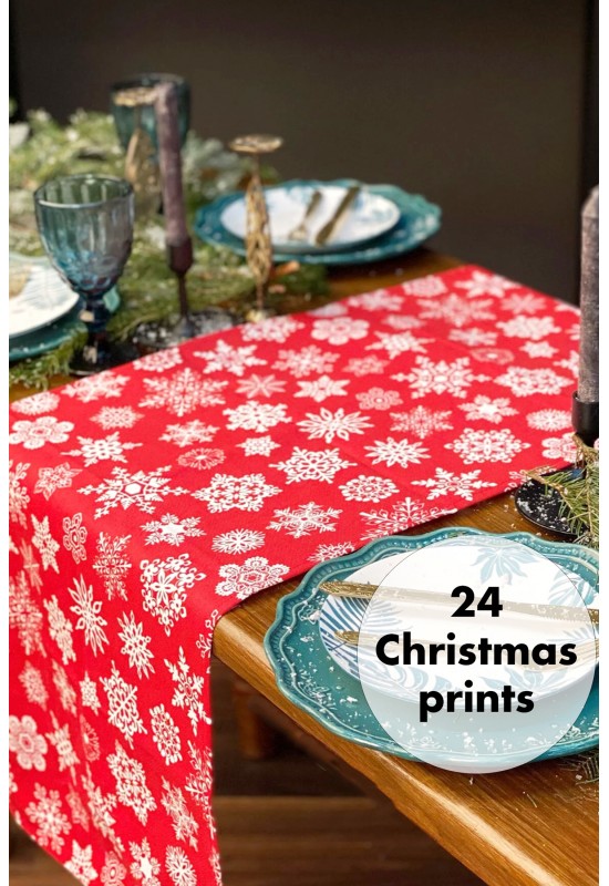 Waterproof Cotton table runner | Christmas prints 
