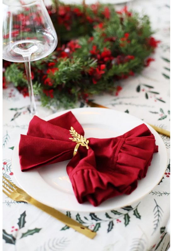 Rectangle Linen Napkins with Ruffles