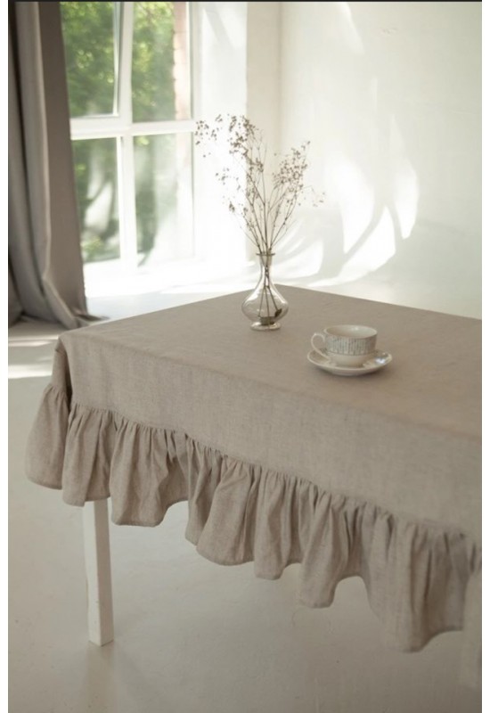 Ruffled Linen Tablecloth