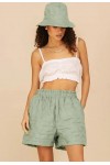 Oversized Quilted Linen Shorts