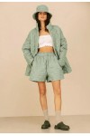 Oversized Quilted Linen Shorts