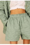 Oversized Quilted Linen Shorts