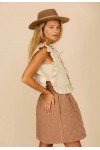 Quilted Linen Mini Skirt for Women