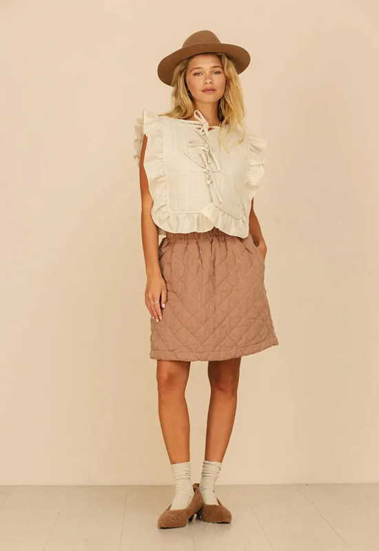 Quilted Linen Mini Skirt for Women