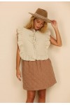 Quilted Linen Mini Skirt for Women