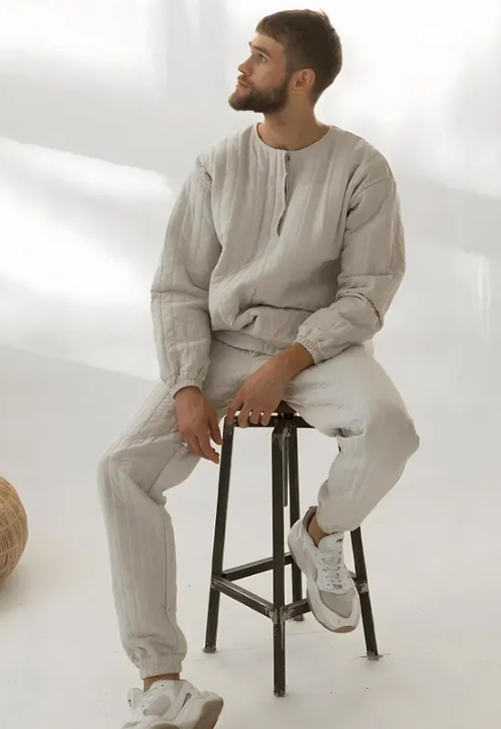 Quilted Linen Sweatshirt for Men